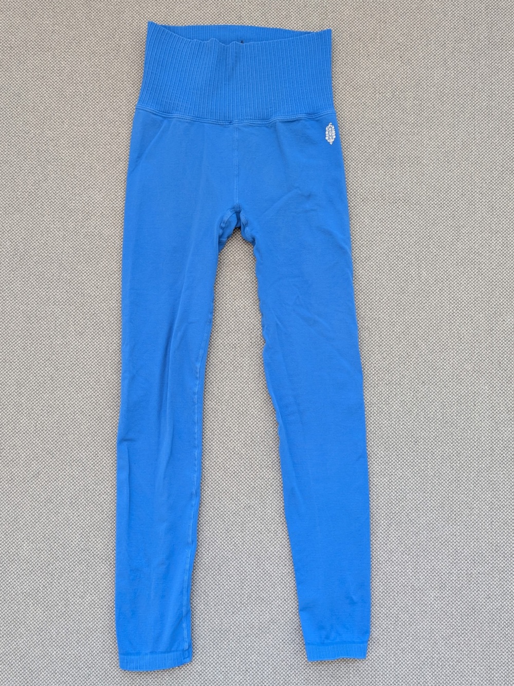 Free People Bright Blue Ribbed High-Waist Leggings Xs